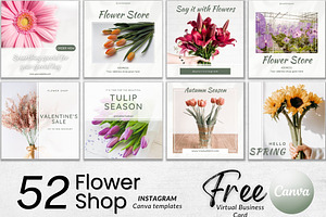 52 FLOWER SHOP Canva Templates