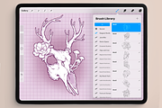 Floral Magical Skull Stamp Brushes, a Brush Add-On by TheDoodleSweets (Thumbnail 3 of 5)