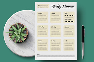 Weekly Planner Layout, a Stationery Template by MightyDesign