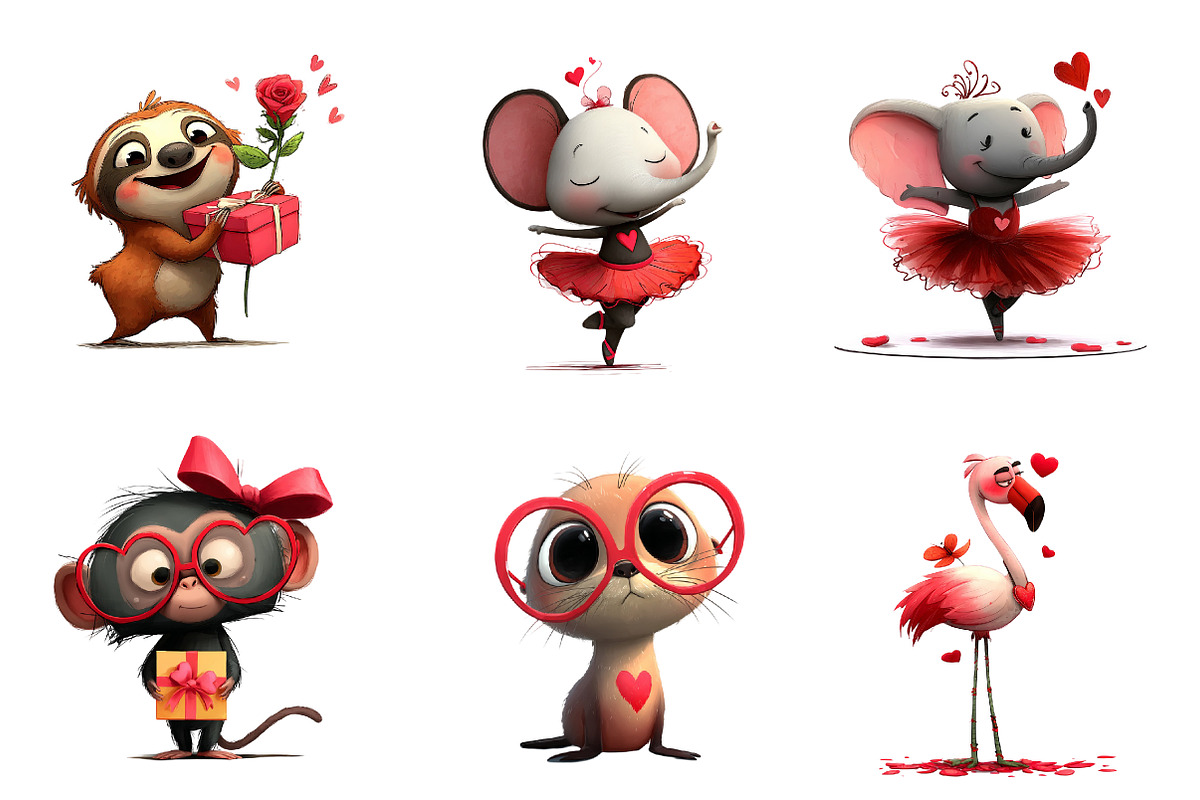 valentines animals clipart, an Illustration by CreationArt (Photo 3 of 7)