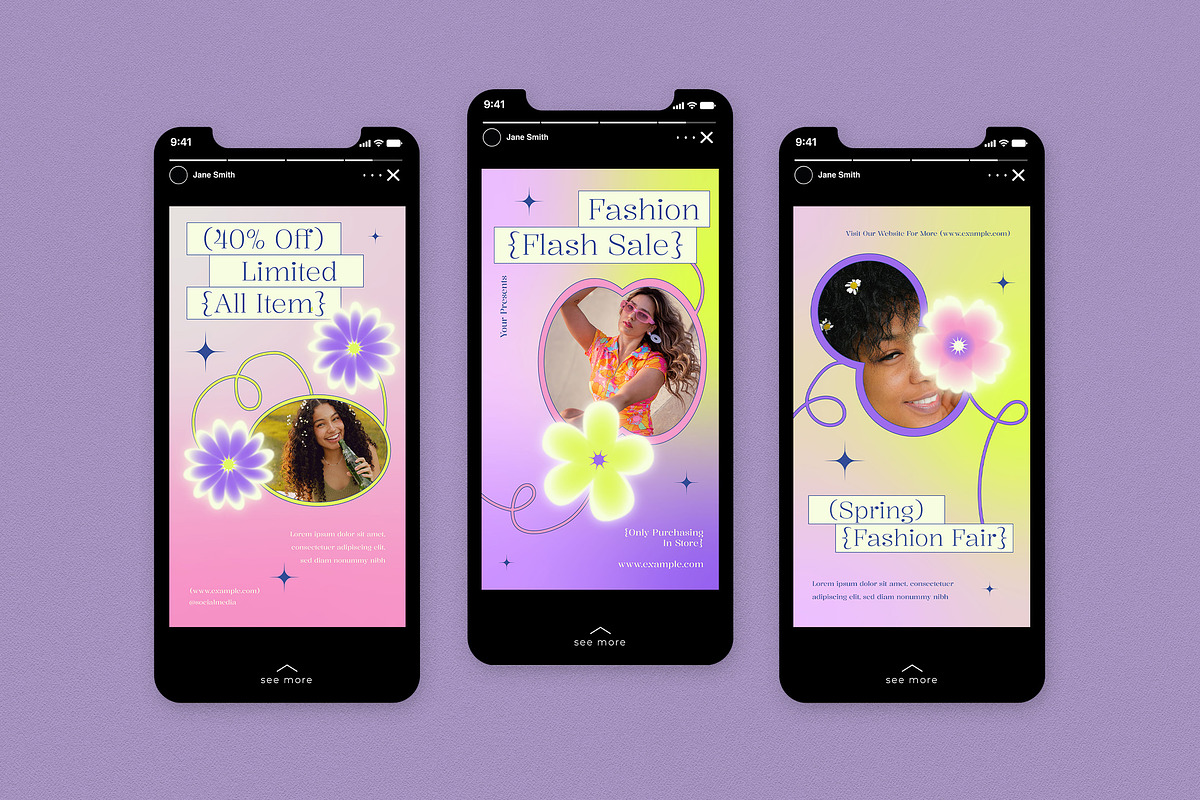 Purple Spring Fashion Instagram Pack, a Social Media Template by graphicook (Photo 6 of 6)