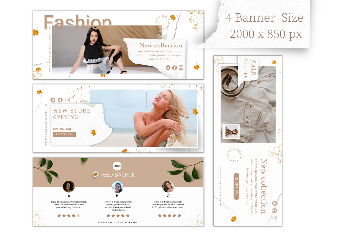 DIY Website Banner Templates Boho, an UI Kit Template by Meoww_Design (Photo 3 of 6)