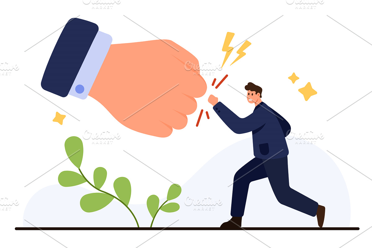 Businessman Faces Giant Authority, an Object Illustration by Flashvector
