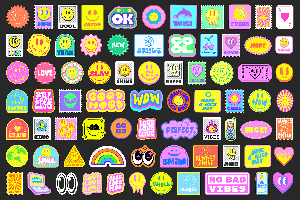 GROOVY STICKERS VECTOR SET, an Object Graphic by craftlove (Photo 3 of 6)