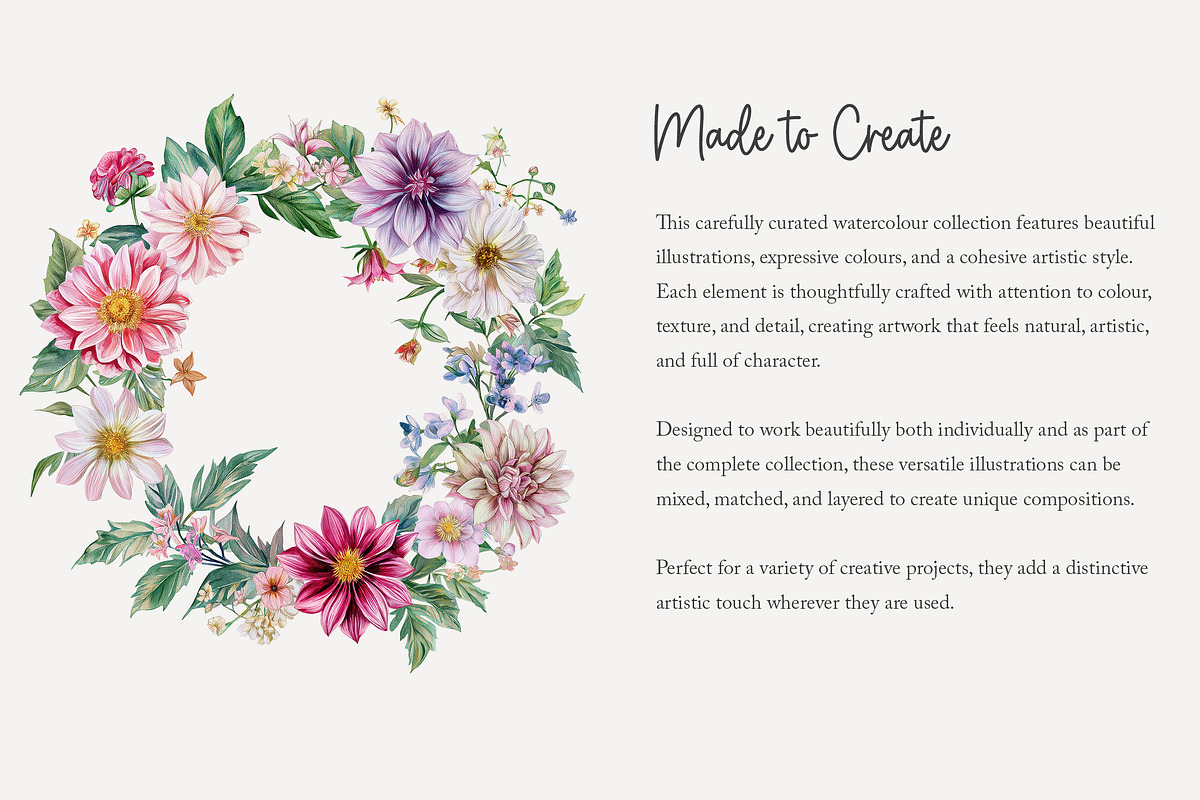 100 watercolour dahlia clip art, a Seasonal Illustration by Poppy Lane Studio (Photo 8 of 12)