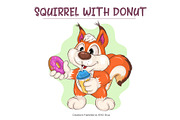 Cartoon Squirrel with Donut. Clipart, an Animal Illustration by KENO Mascots (Thumbnail 2 of 3)