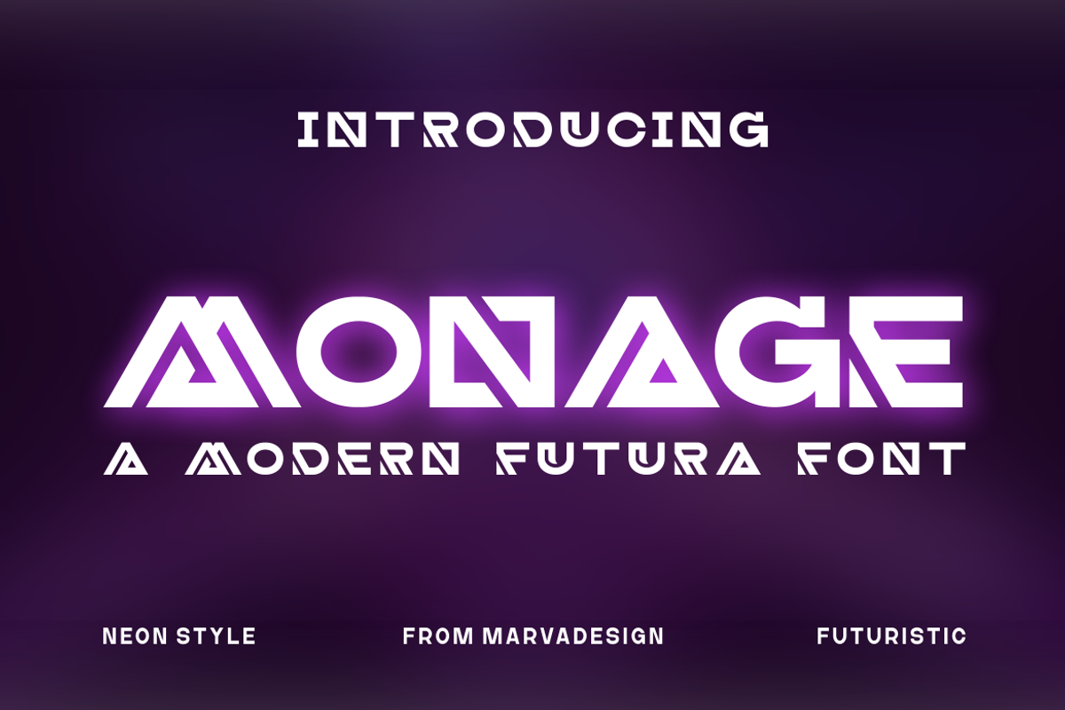 Monage - A Modern Futuristic Font, a Sans Serif Font by Marvadesign (Photo 1 of 5)