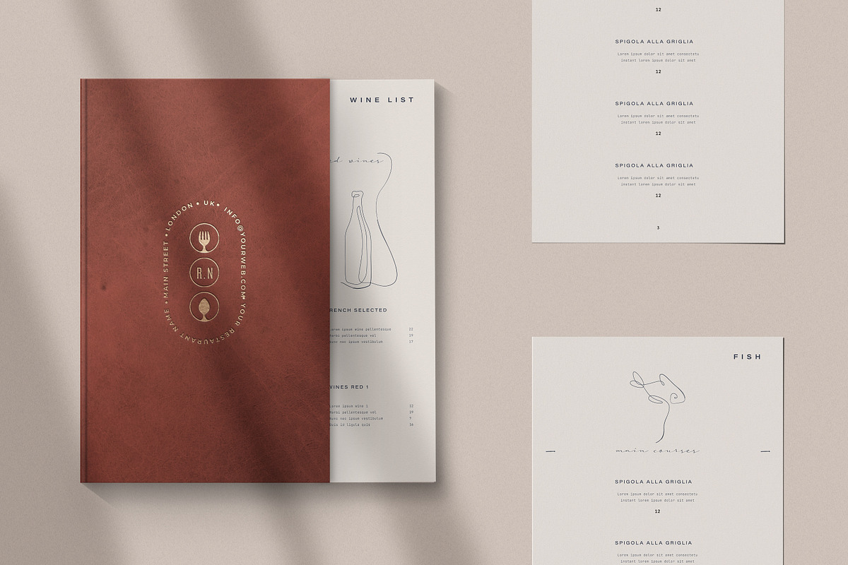 Restaurant Menu Mockup Bundle, a Books & Magazine Mockup by Catkie - Digital Art (Photo 5 of 8)