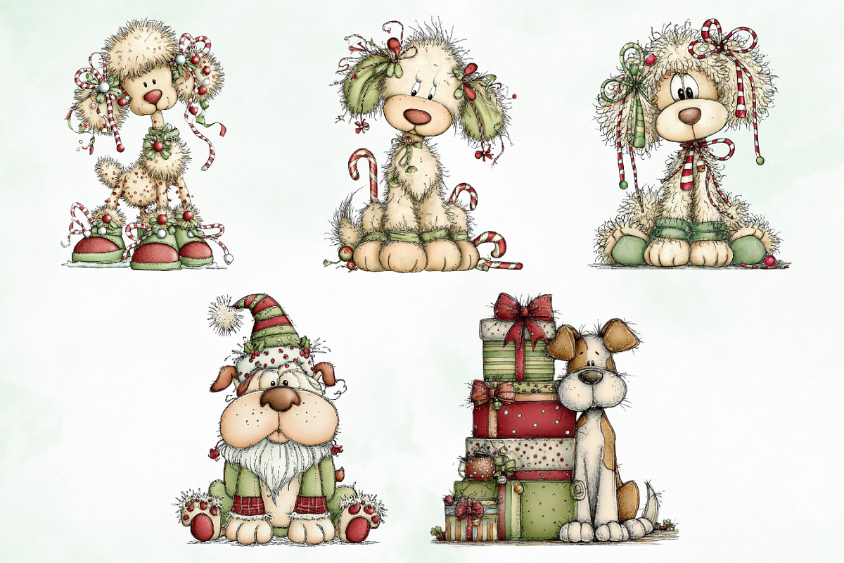 Whimsical Christmas Fluffy Dogs PNG, an Illustration by Creative Art (Photo 2 of 11)