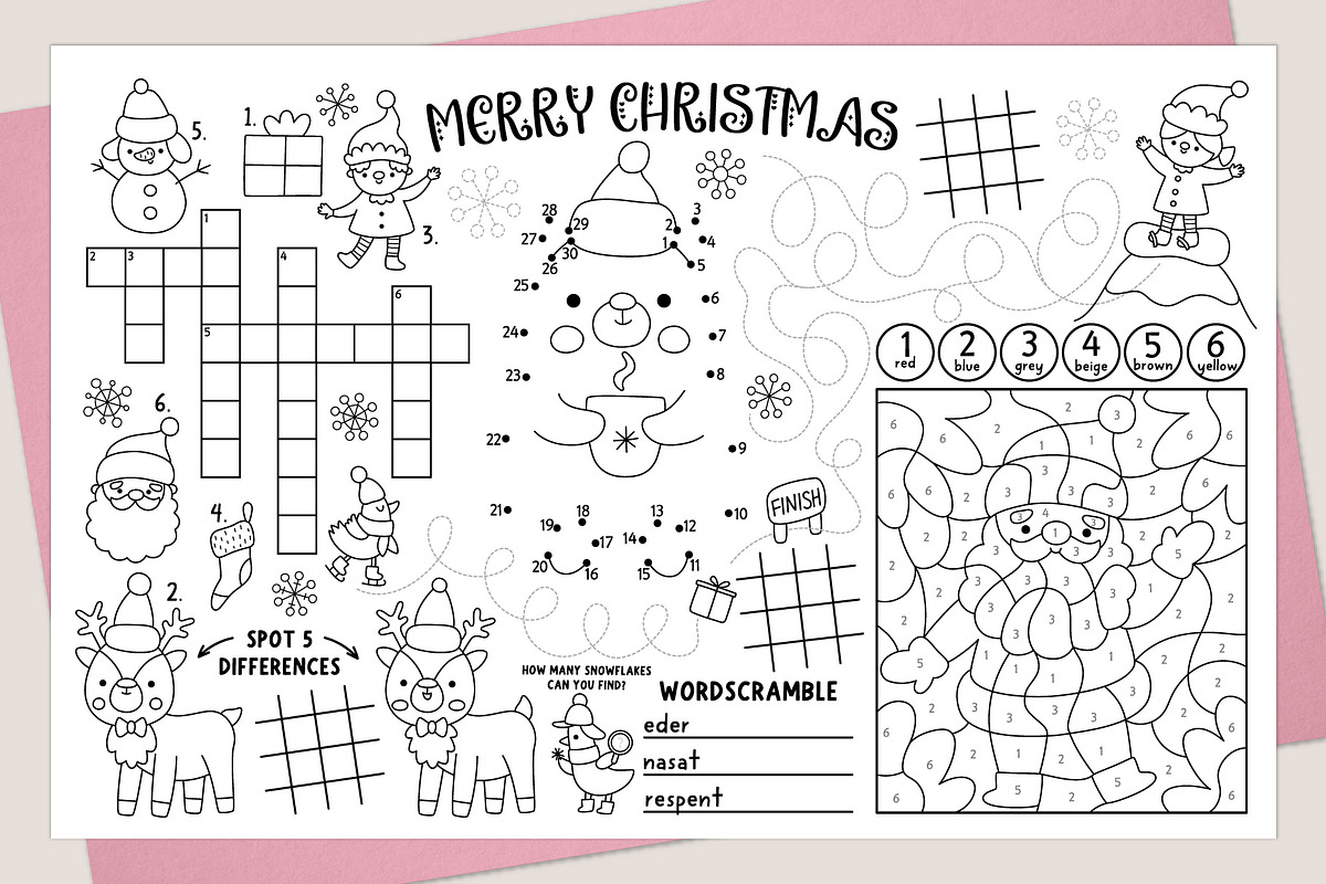Christmas village coloring placemats, an Education Illustration by Lexi Claus (Photo 4 of 6)