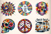Groovy Halloween Clipart Sublimation, an Illustration by CreationArt (Thumbnail 3 of 5)