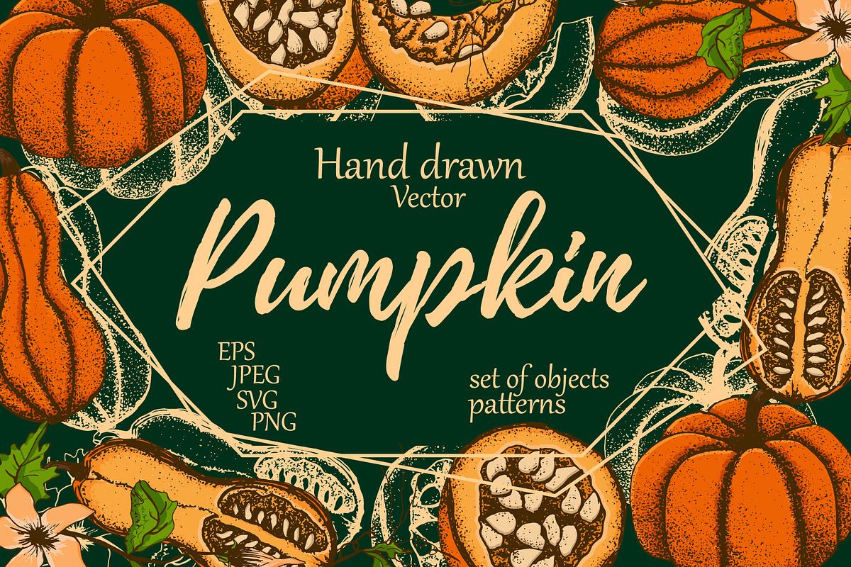 Hand drawn vintage pumpkins, a Decorative Illustration by Elena Mykhailenko (Photo 1 of 5)