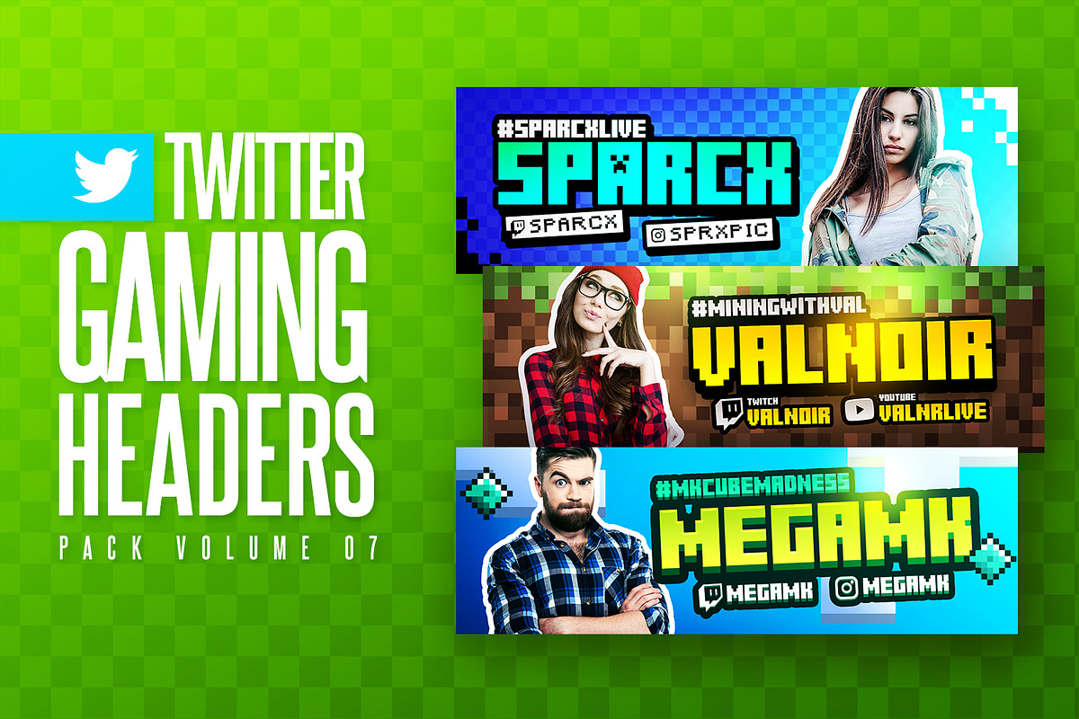 Gaming Twitter Headers Pack 07, a Social Media Template by Odin_Design
