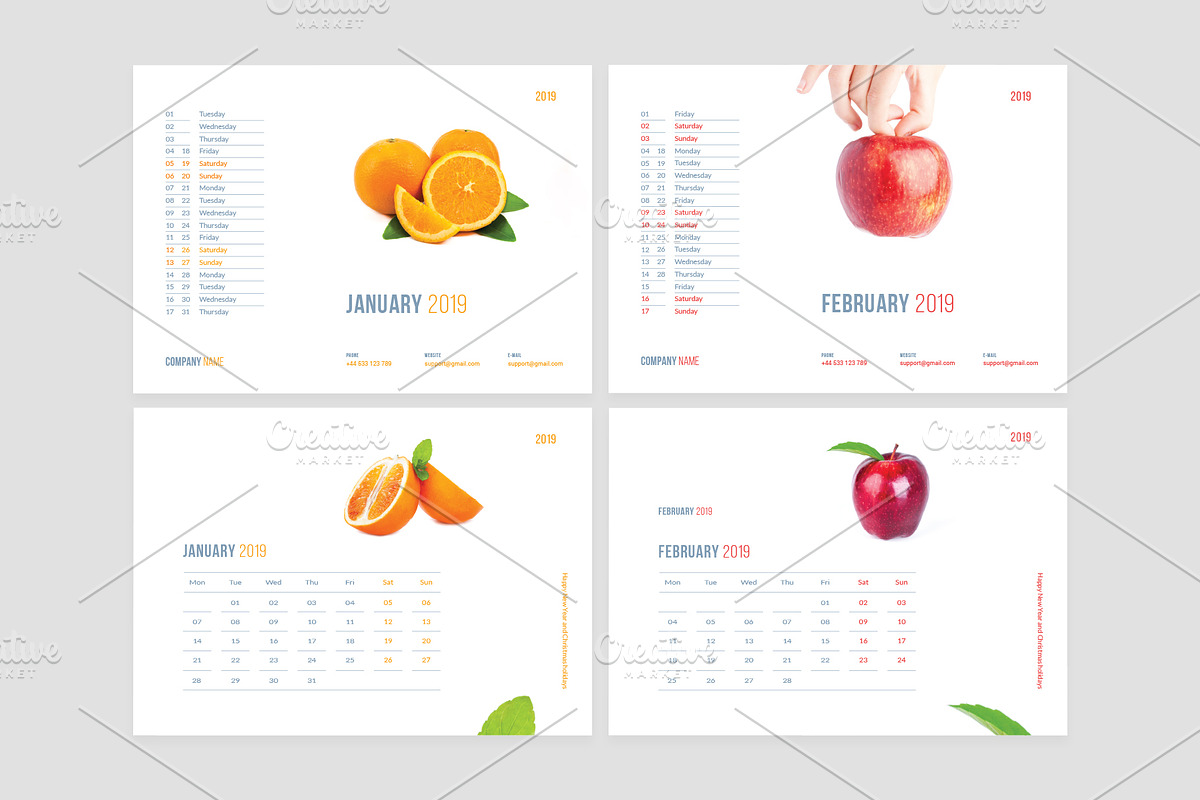 Desk Calendar for 2019, a Stationery Template by Vepix (Photo 3 of 13)