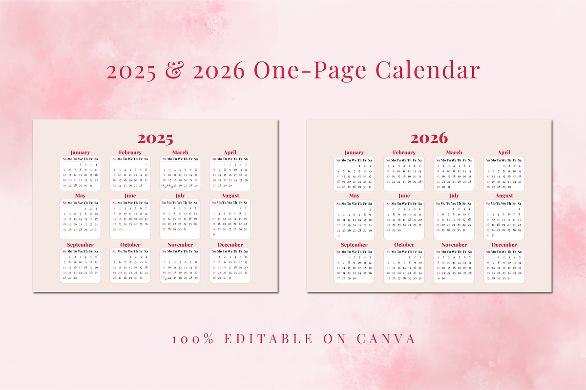 2025 CALENDAR CANVA TEMPLATE, a Stationery Template by The Little Lily Studio (Photo 2 of 5)