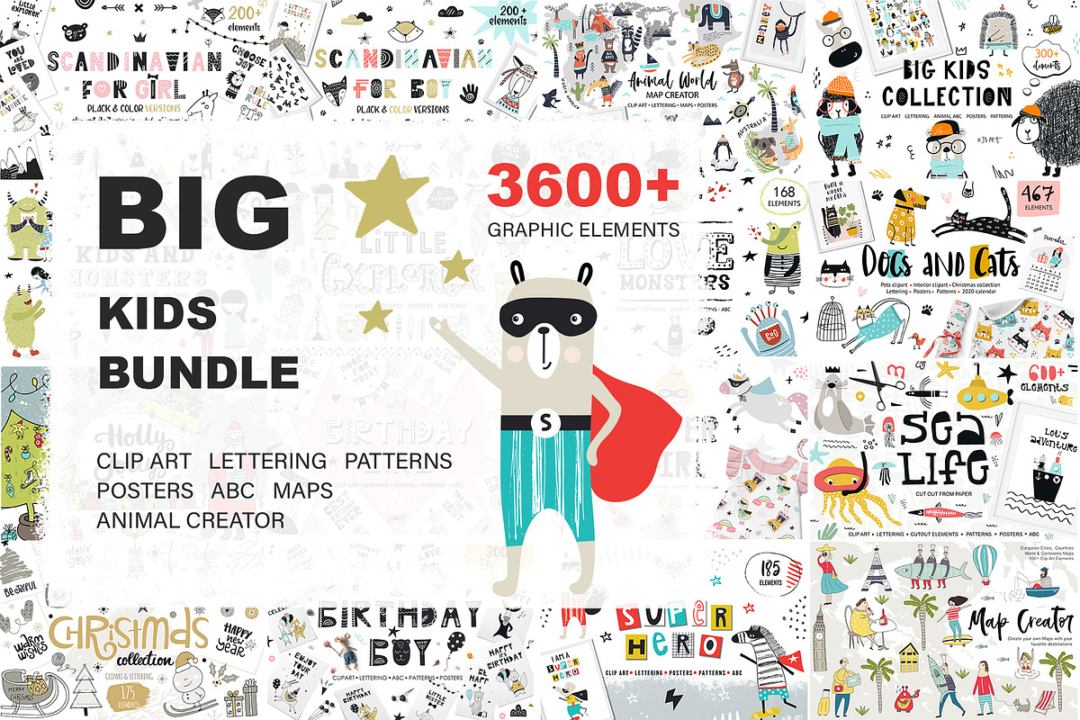 3609 in 1 - BIG KIDS BUNDLE, an Animal Illustration by Oksana Stepova (Photo 1 of 18)