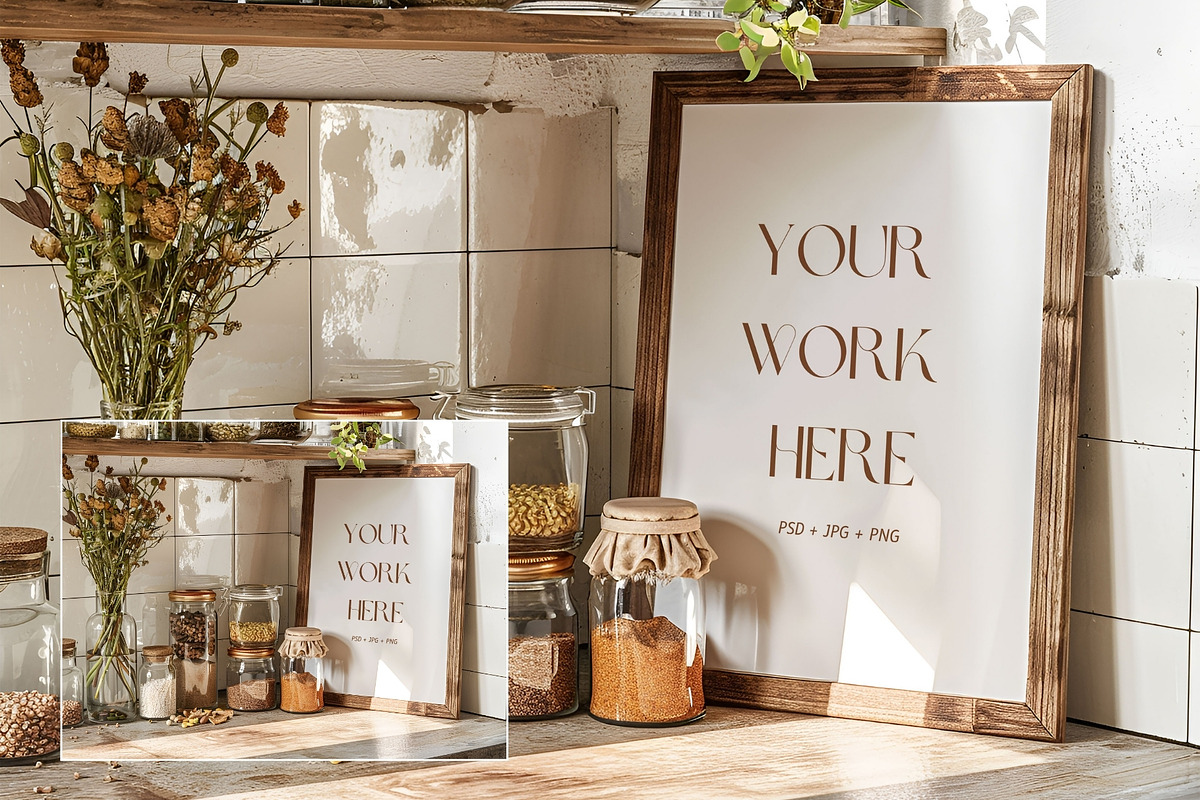 Rustic A4 Frame Mockup FR-KI-01, a Household Mockup by Callistemon Creative (Photo 2 of 8)