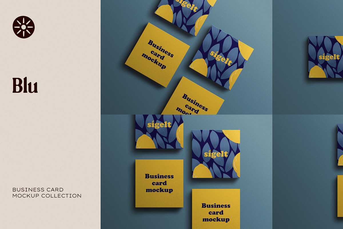 Square Blue Business Card Mockup, an Advertising Mockup by Sigelt (Photo 1 of 9)