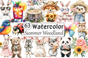 Summer Woodland Clipart, a Seasonal Illustration by Design Market