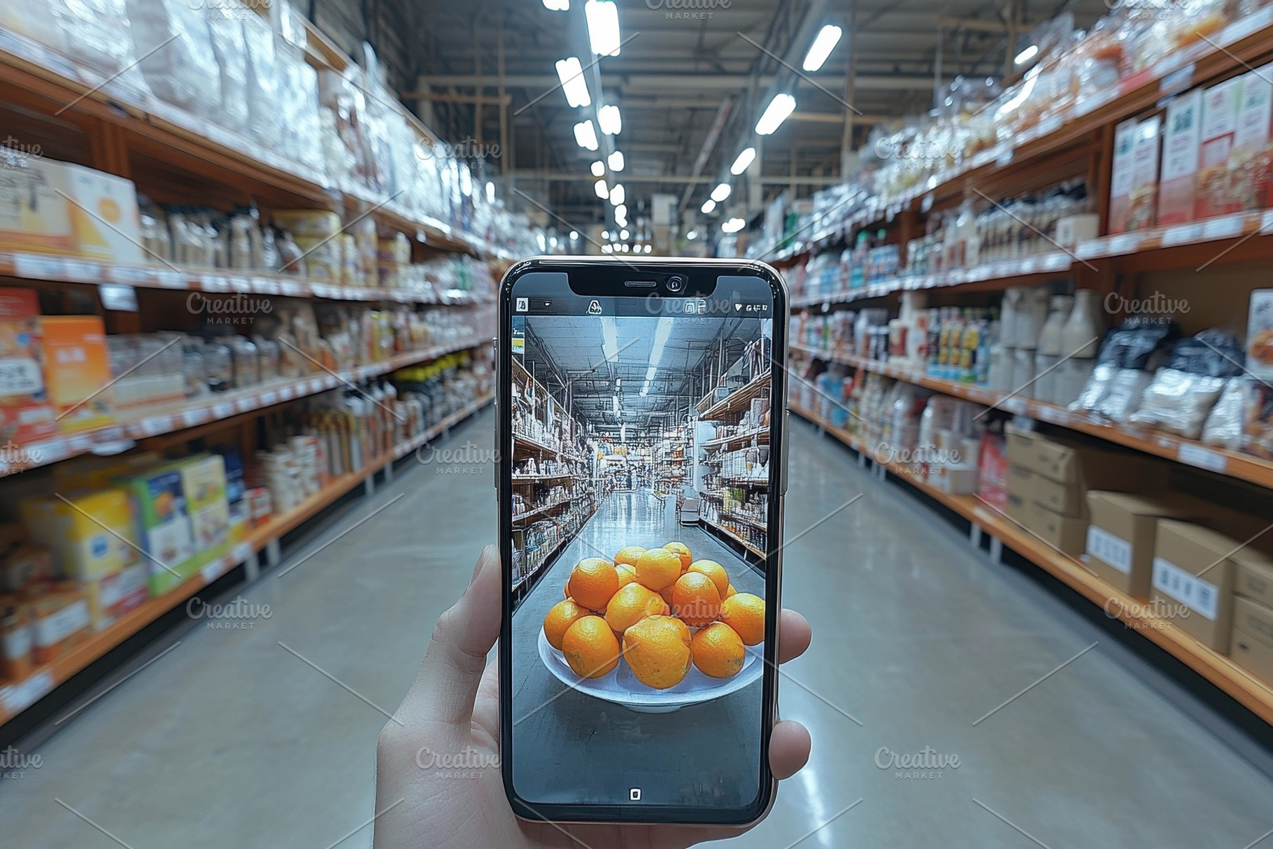 Handholding smartphone displaying or, a Photo by Tanuart