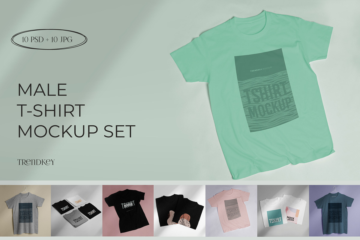 REALISTIC BASIC TSHIRT MOCKUP BUNDLE, a Shirt Mockup by TrendkeyMockups (Photo 1 of 8)