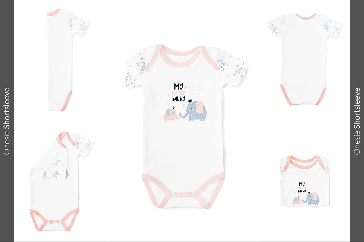 20x Baby Onesies BUNDLE Mock-up Sets, a Books & Magazine Mockup by BlackMocca (Photo 2 of 28)