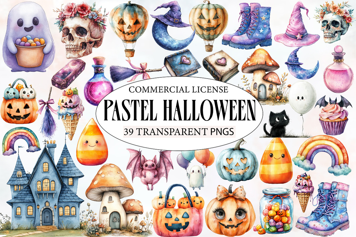 Pastel Halloween Clipart, an Illustration by Designworld (Photo 1 of 6)