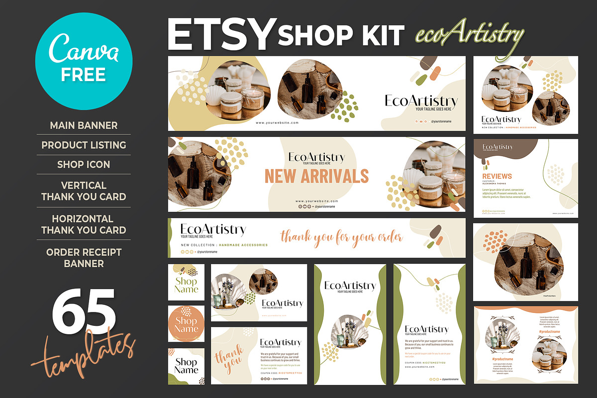 Canva ETSY Shop Kit - EcoArtistry, a Templates & Theme by illycreative (Photo 1 of 5)