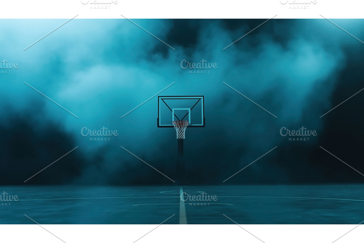 Empty basketball court with hoop, a Sport Illustration by Sergey Kotenev