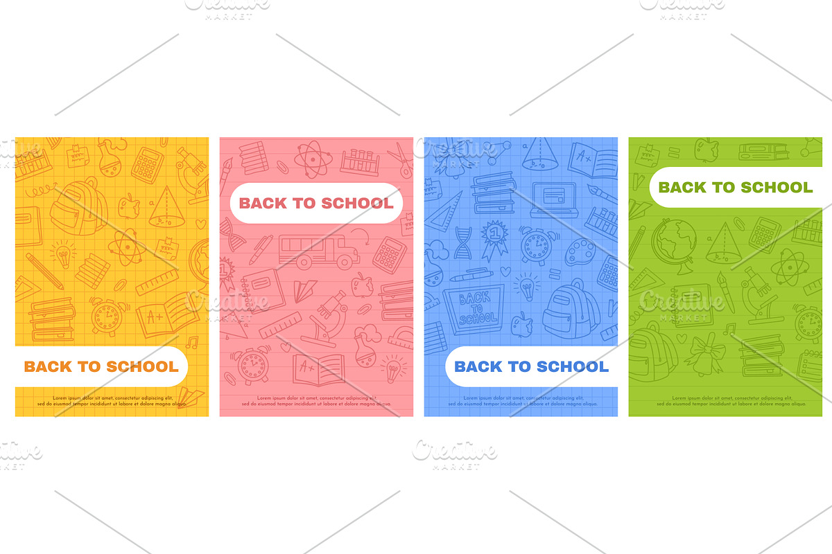 School posters. Hand drawn Back to, an Education Illustration by winwin.art