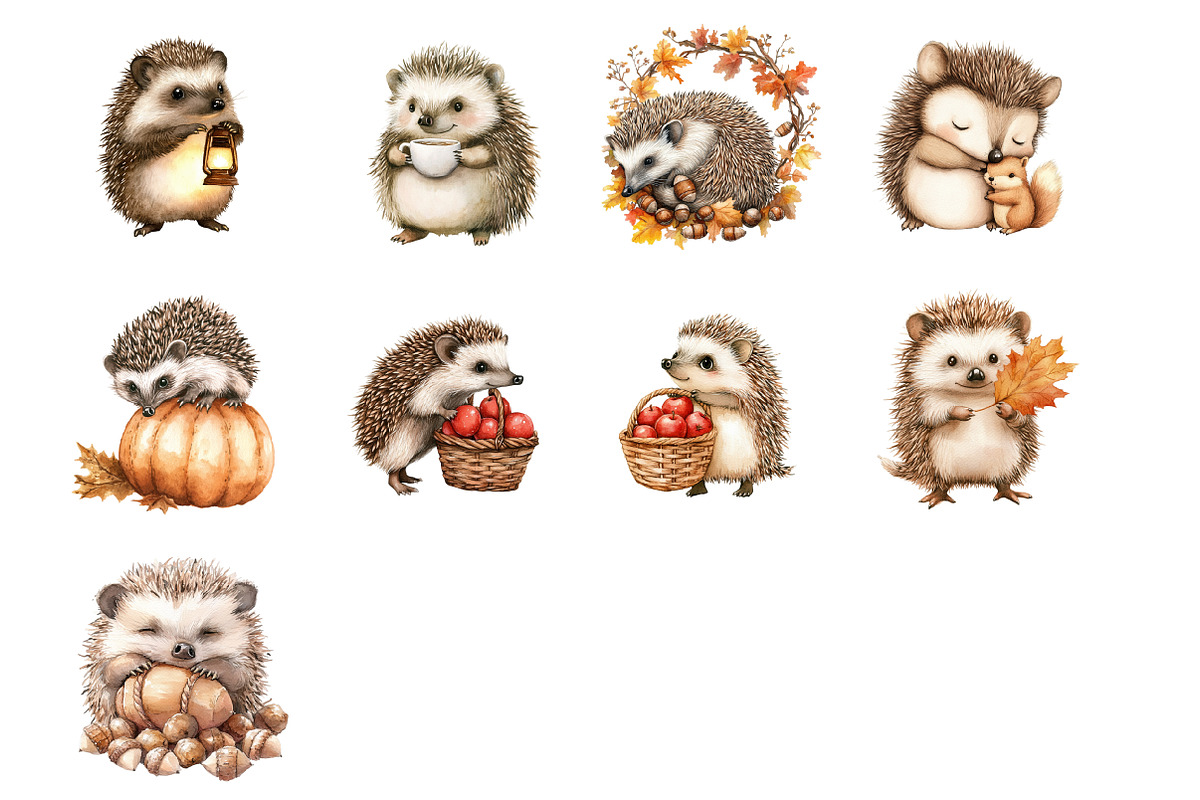 Autumn Hedgehog Fall Woodland Animal, an Illustration by Design Market (Photo 3 of 4)
