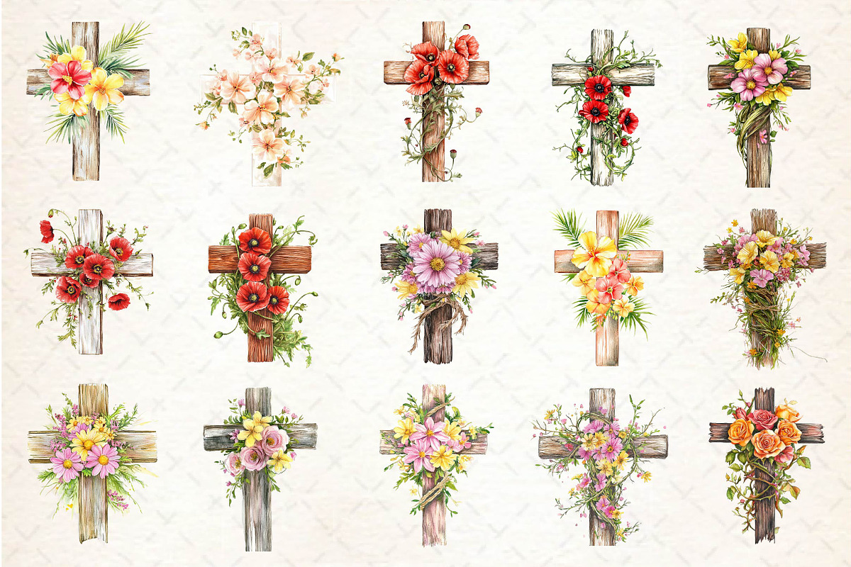 Summer Floral Cross Clipart, an Illustration by Dream Creation (Photo 2 of 3)
