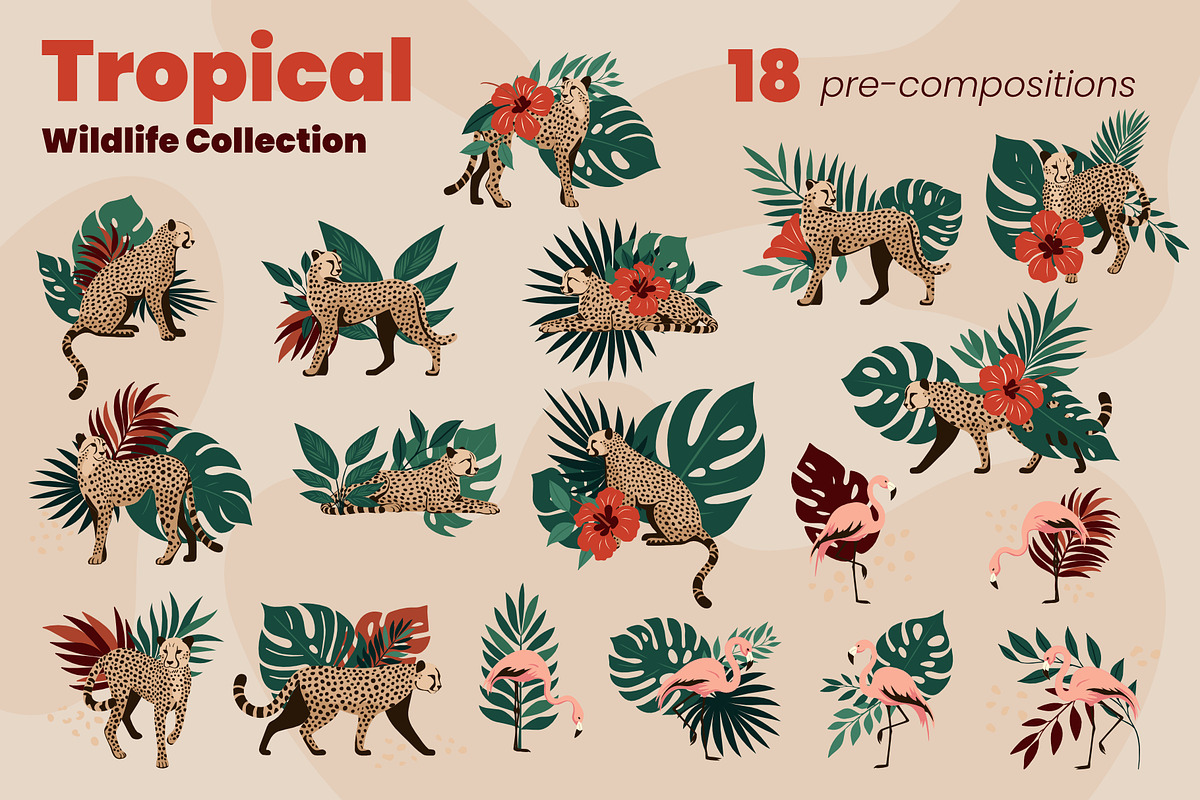 Tropical Wildlife Collection, a Decorative Illustration by moja doodle (Photo 2 of 8)