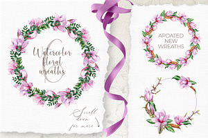 Pink Magnolia Watercolor Collection