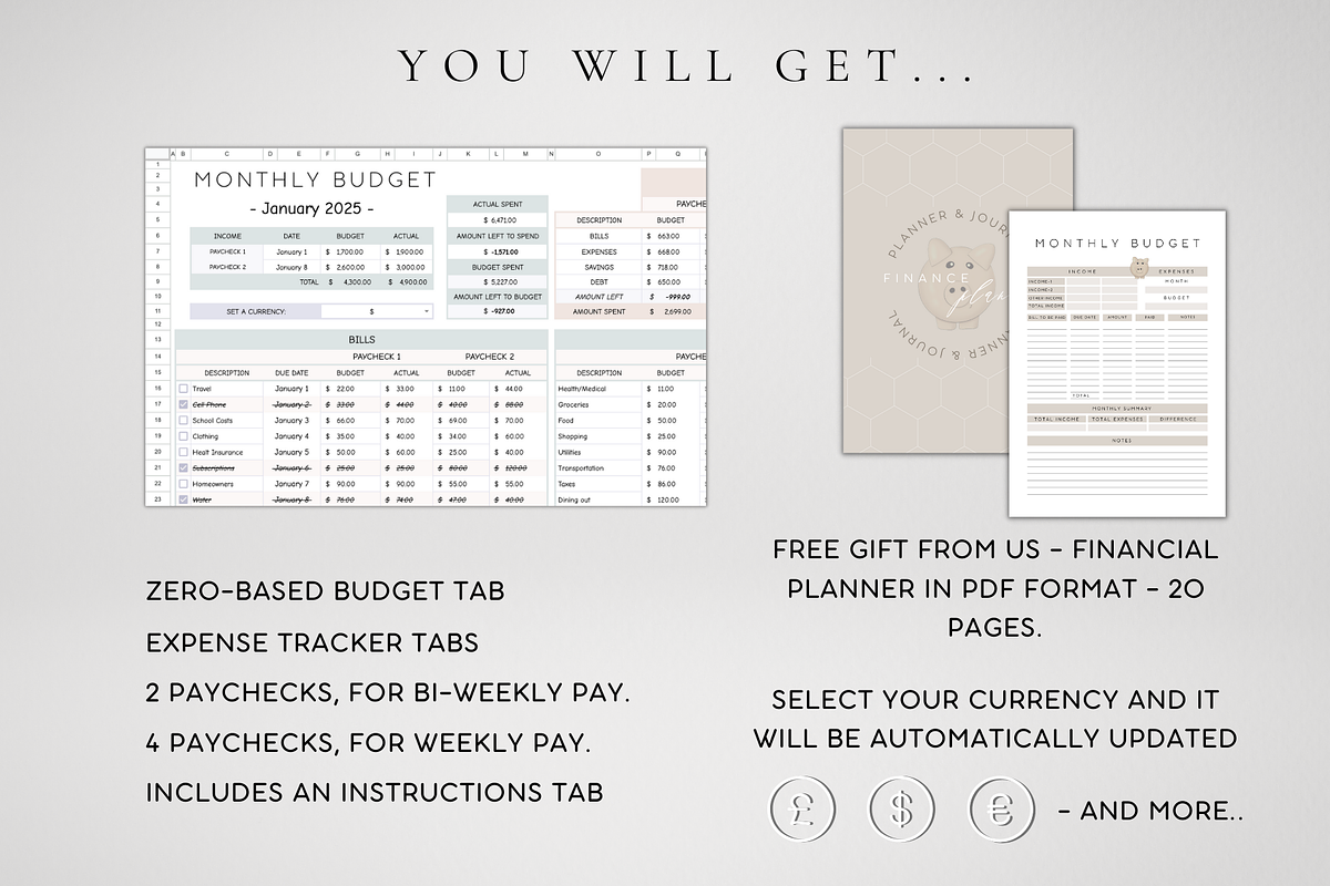 Editable Zero-Based Budget Tracker, a Templates & Theme by BRANDcontent (Photo 5 of 8)