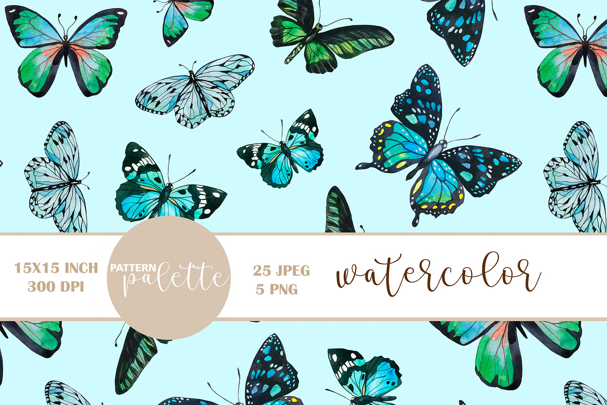 Watercolor Butterfly Seamless Paper, a Pattern Graphic by PatternPalette (Photo 10 of 11)