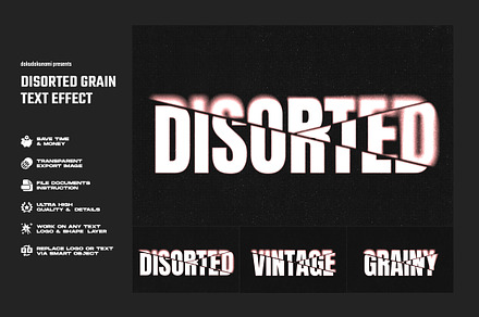 Disorted Grain Text Effect, a Layer Style Add-On by dokudokunomi