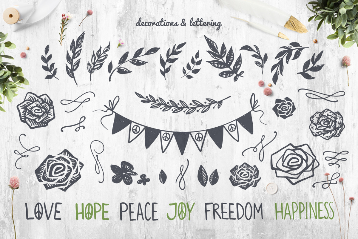 The Day of Peace Vector Collection, a Decorative Illustration by Elena Paletskaya (Photo 3 of 6)