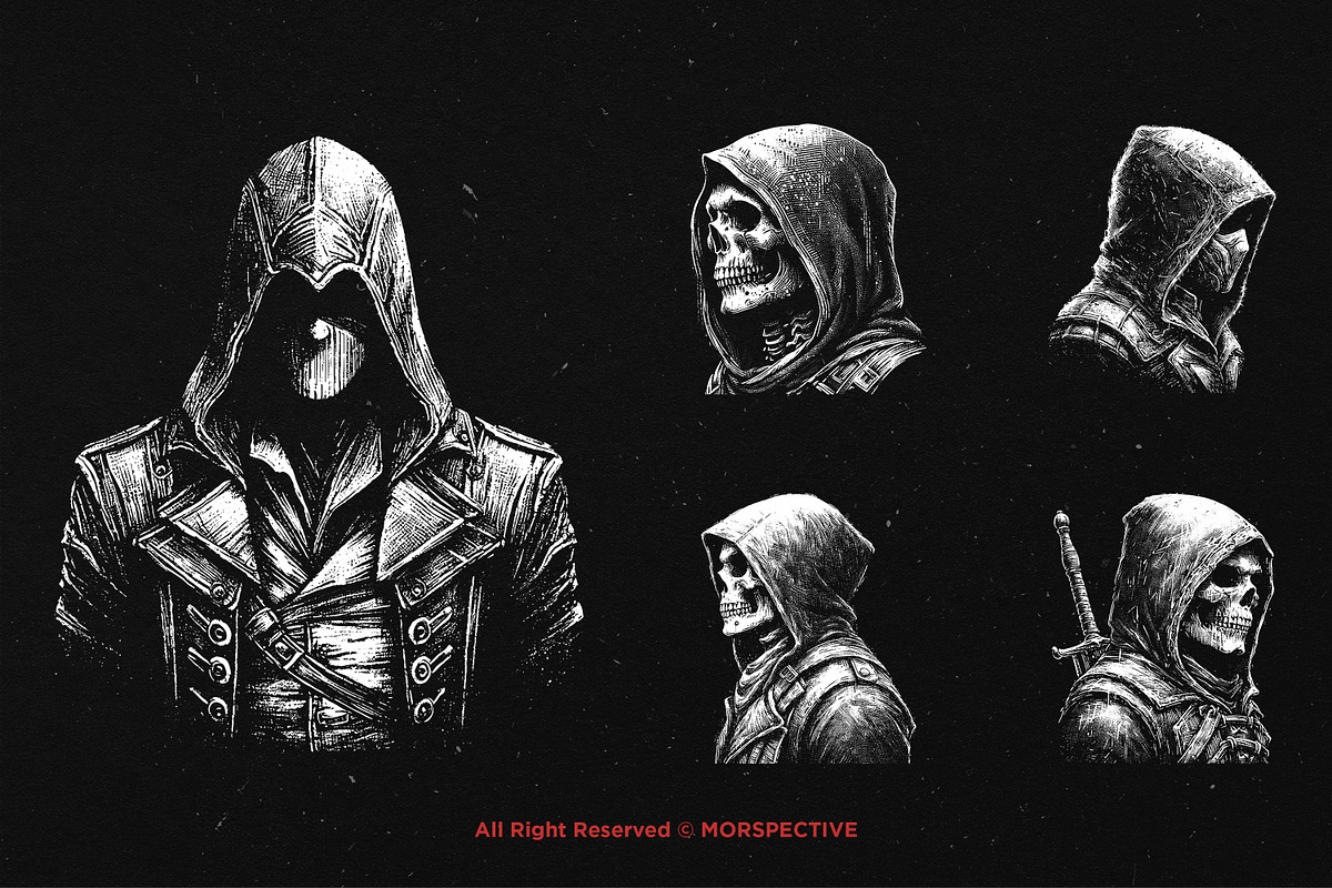 10 Bundle Dark Art Assassins Killer, an Illustration by Morspective (Photo 3 of 7)