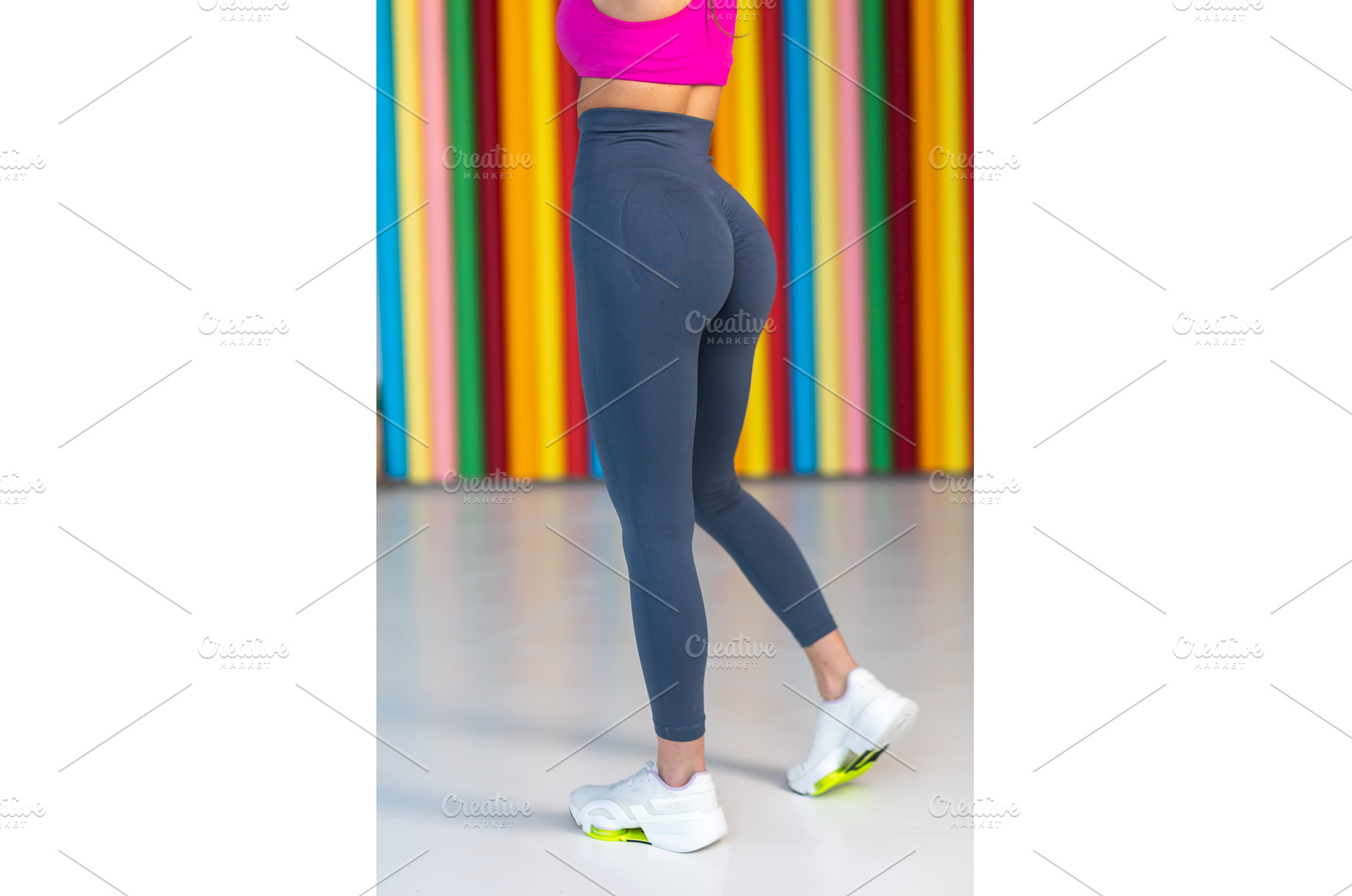 Sporty Woman in Gray Leggings and, a Beauty & Fashion Photo by wip3out