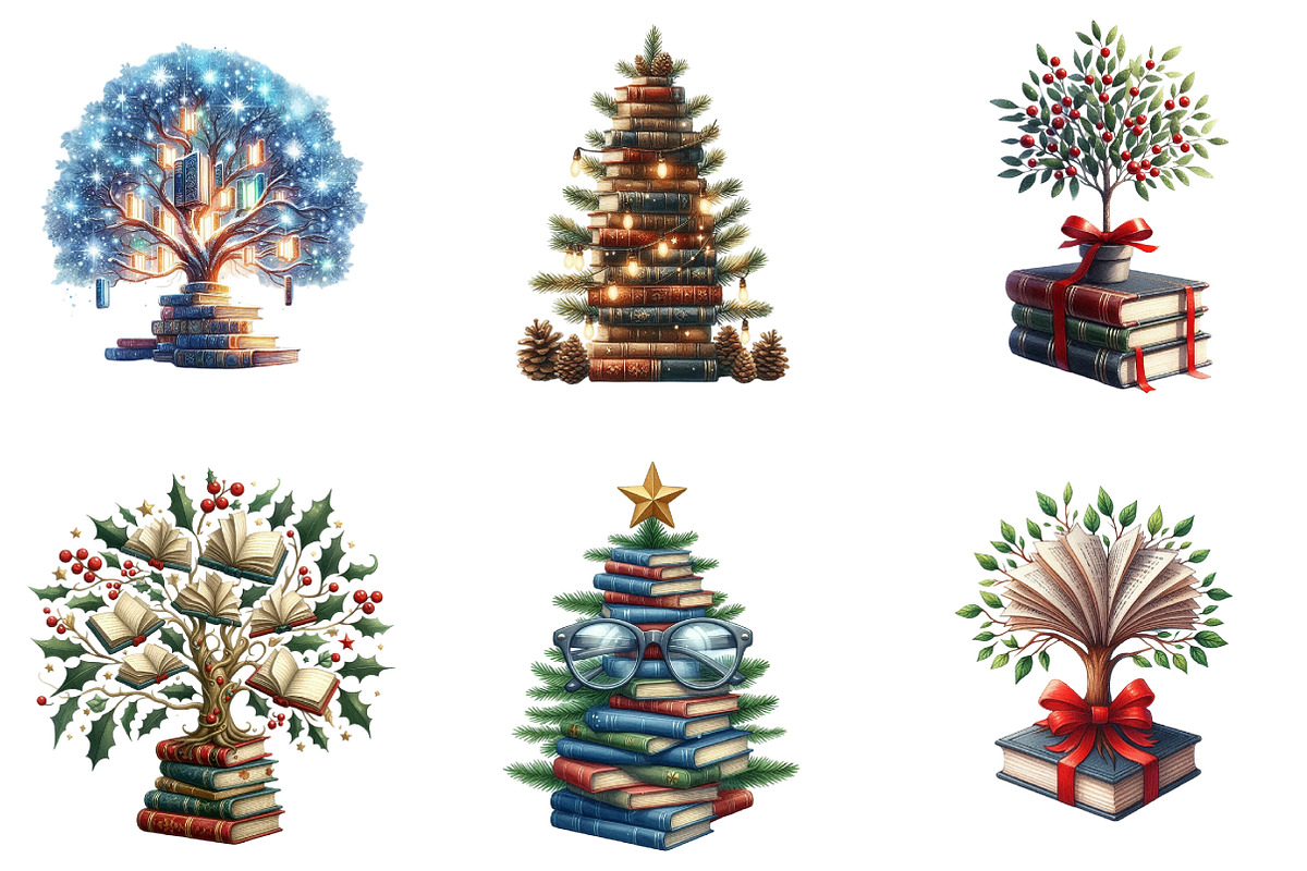 Christmas Books Tree Clipart, an Illustration by DreamArtGraphic (Photo 6 of 6)