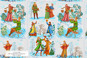 Palekh folk winter seamless pattern, a Pattern Graphic by Alena Lazareva (Thumbnail 4 of 9)