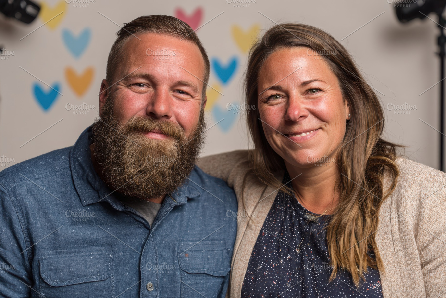 Happy couple portrait with heart background, a Person Photo by AlyaAnd