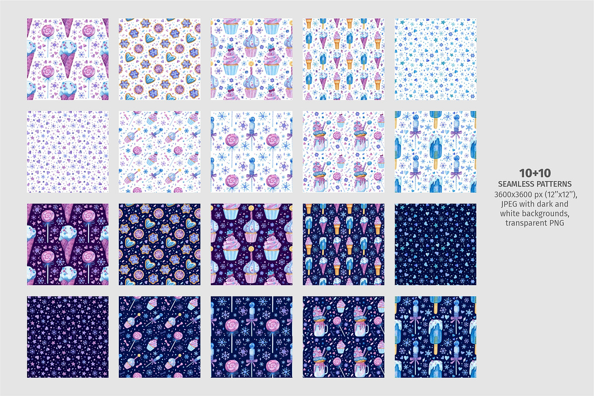 Frozen Sweets Clipart & Patterns, a Decorative Illustration by Valin Malin (Photo 6 of 13)