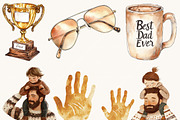 Watercolor Fathers Day Clipart, a Person Illustration by SparkyDesignsUS (Thumbnail 2 of 10)