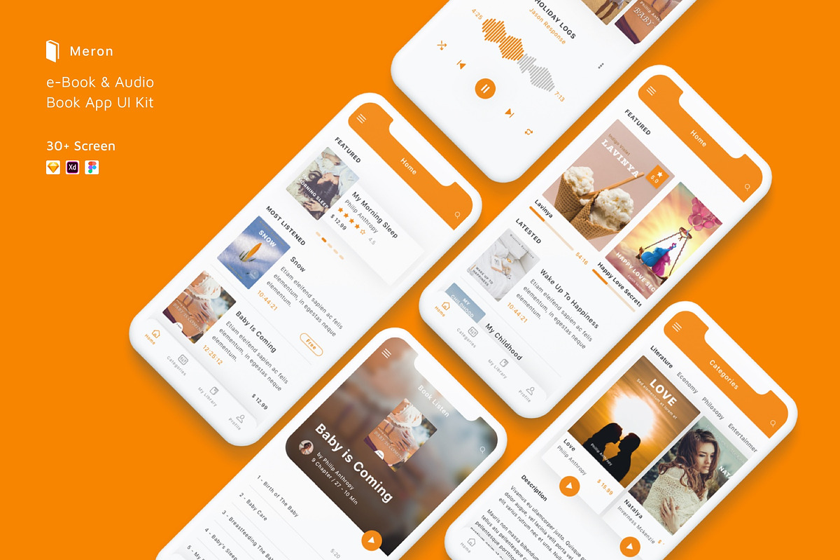 Meron e-Book  Audio Book App UI Kit, an UI Kit Template by Betush (Photo 1 of 6)