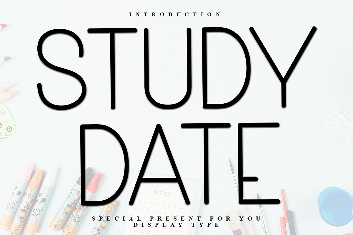 Study Date, a Sans Serif Font by FreshTypeINK (Photo 1 of 8)