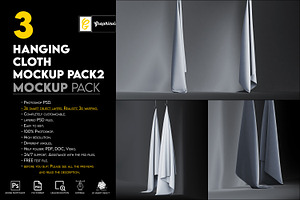 Hanging cloth mockup pack2, a Mockup by GraphicVil