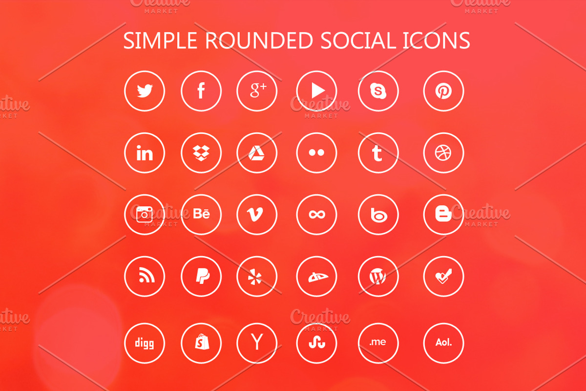 Rounded Social Icons, an Icon by DeepDesign
