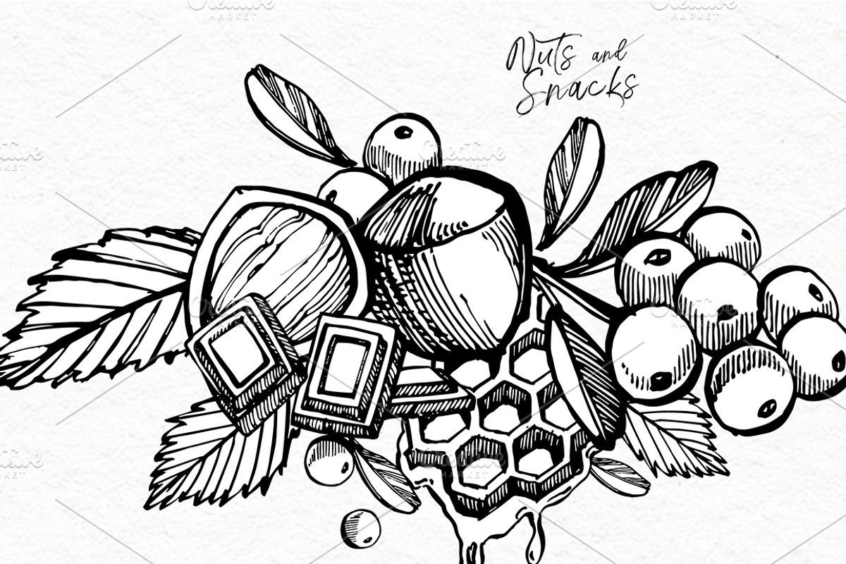 Nuts and snacks, a Food Illustration by Ann Astro (Photo 8 of 24)